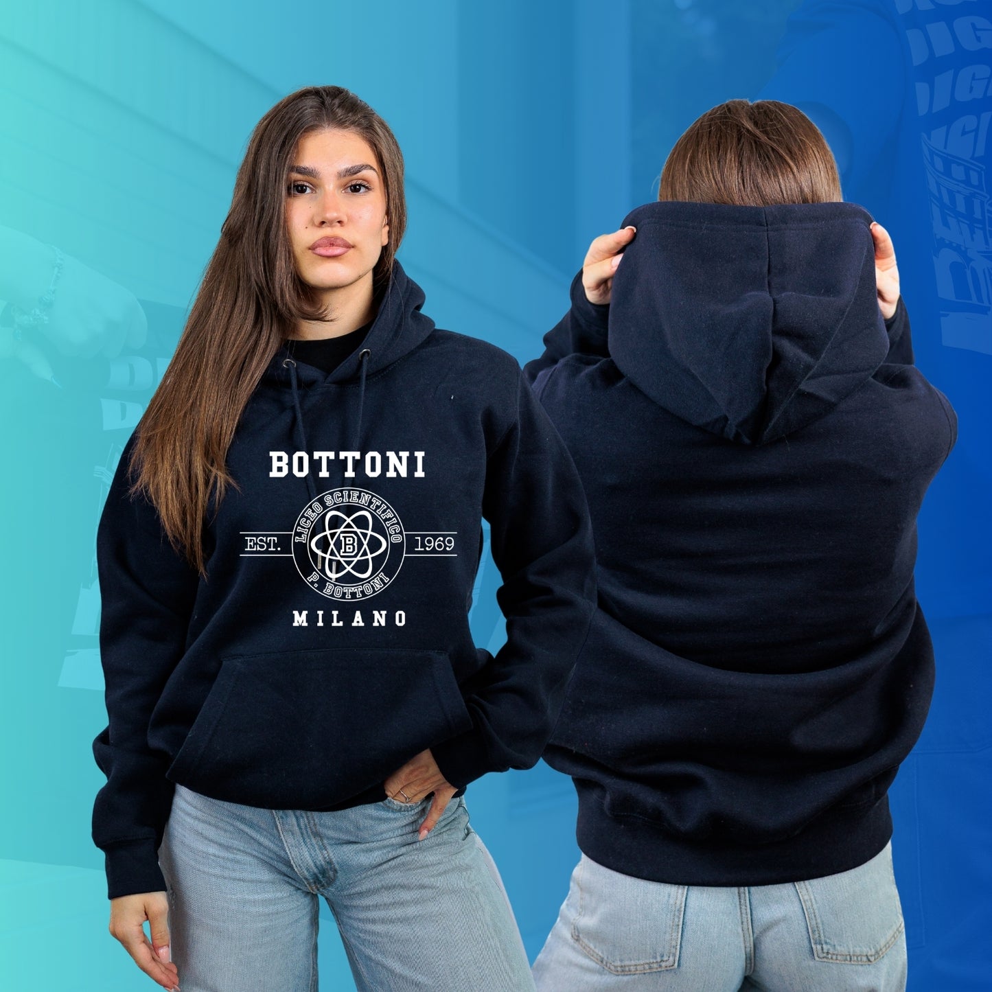 FELPA CON CAPPUCCIO 3 BOTTONI