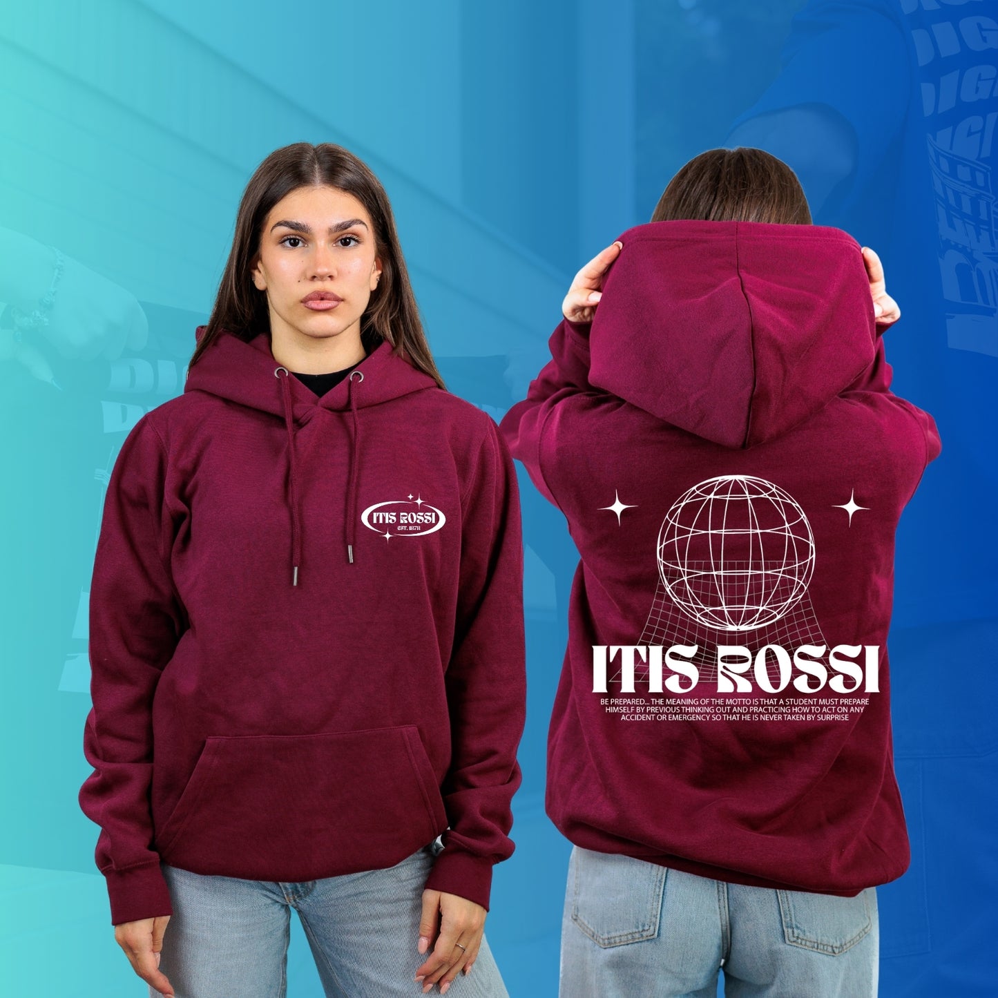 FELPA CON CAPPUCCIO ROSSI