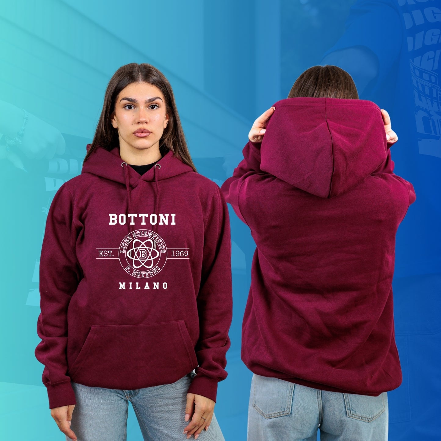 FELPA CON CAPPUCCIO 3 BOTTONI